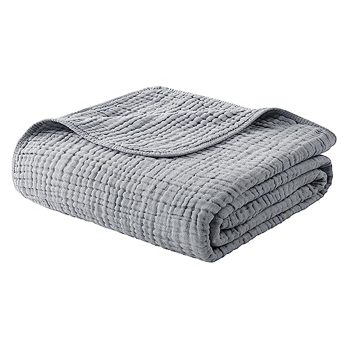 Yoofoss Muslin Blanket 100% Organic Cotton Throw Large 50" x 60" for Bed Couch Summer Gauze Blanket for Adults Lightweight and Breathable Grey - color: Grey, size: 50" x 60"