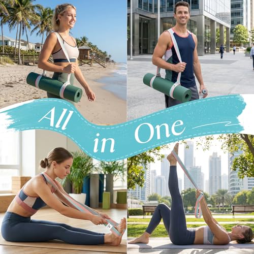 Tumaz Yoga Mat Strap Adjustable Carrier for All Yoga Mats, 2 Sizes | Extra Thick Cotton Blend |16+ colors are available | Fits Most Yoga Mats | Soft Woven Texture | Comfortable Shoulder Carry - color: 09. Dark Purple, size: 85 IN