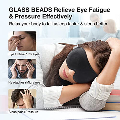 YFONG Weighted Sleep Mask for Women Men, 3D Light Blocking Eye Mask, Black - color: Black