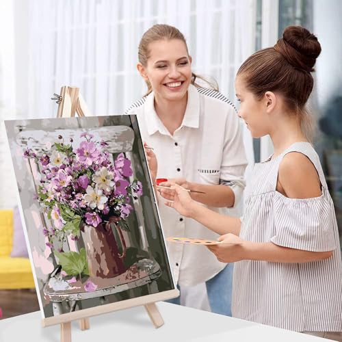 MIRCVSH Paint by Numbers for Adults Framed,Flowers DIY Oil Painting by Numbers on Canvas with Easel,Paint by Numbers Kits with Frame and Color Box Packaging12x16 Inch - color: MT11114-Framed