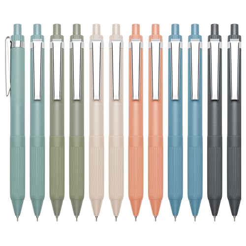 Linbsunne Gel Pens, 0.5mm Black Ink Pens Quick Dry, Metal clip-12 pcs | Fine Point Smooth Writing Pens with Comfort Grip Retractable Pen for Nurses Teacher, Journaling, Office School Supplies - color: Metal clip-12 pcs