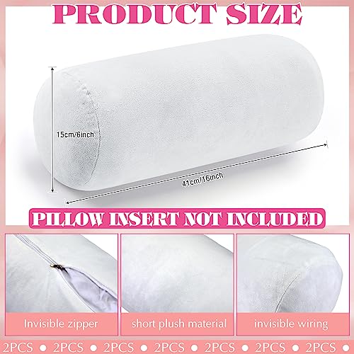 Newwiee 넥 롤 베개 커버 2개, 40.6 x 15.2cm(16 x 6인치) 쇼트 - color: 화이트., size: 16" x 6" (Pack of 2), style: 짧은 플러시