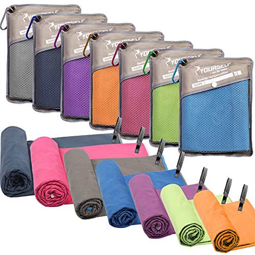 SYOURSELF Microfiber Camping Towel, Quick Dry Towel, Soft Absorbent Compact Travel Gym Workout Sweat Towel for Beach Yoga Swim Travel Camping Hiking Backpack Essentials (M:40"x20") - color: Grey, size: M:40.00" x 20.00"