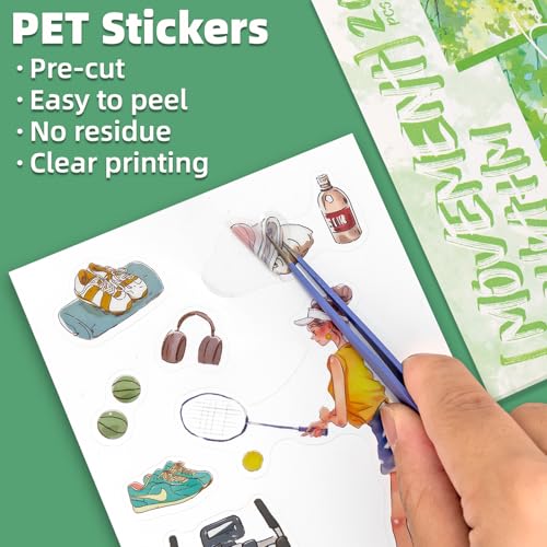 Movement Rhythm Sticker Scrapbooking Supplies for Junk Journal, 20 Sheets PET Stickers - Vintage Journaling Stickers, Ephemera Sticker Book Pre Cut(TZ-009-007) - style: Movement Rhythm