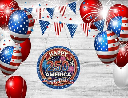 ARPADAMO Hanging Ornament Diamond Art Kits for Adult Anniversary 7.2x7.2in | 5D DIY Special Shaped Crystal Independence Day 250th America Patriotic Diamond Painting Kit,Window Hanging Gift Home Garden - color: DP03973