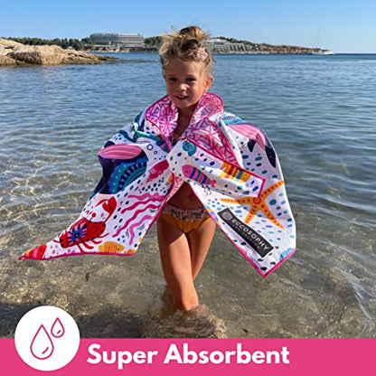 ECCOSOPHY Microfiber Kids Toddler Beach Towel, Quick Dry, Sand Free, 60x30 - color: Under the Sea