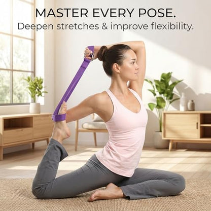 Stretching Strap Yoga Strap Physical Therapy for Home Workout, Exercise, Pilates and Gymnastics, 72 inches，Non-Elastic Stretch Bands for Women & Men - color: Purple