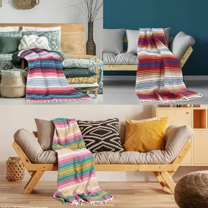 Peryiter 9 Pcs Mexican Yoga Blanket Striped Falsa, 45x70,Pastel Colors - color: Pastel Colors