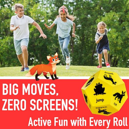 Animal Exercise Dice for Kids, 12-Sided Foam Dice, PE Equipment - color: Yellow
