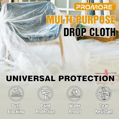 6 Pack Plastic Drop Cloth, 12x9 Ft, Disposable | Painter's Sheeting & Tarps for Painting, Furniture, Walls, and Floor Protection - size: 0.5mil-6Pack
