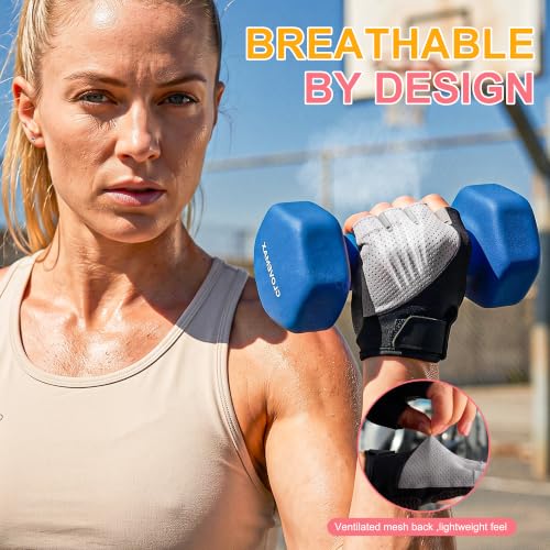 sunnex Workout Gloves for Women - Breathable Weight Lifting Gloves with Non-Slip Silicone Padding, Fingerless Gym Gloves for Cycling, Rowing, Pull Ups & Training (4 Sizes) - color: JS-GREY, size: Small