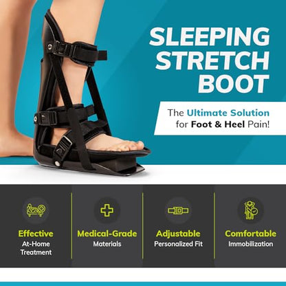 BraceAbility Sleeping Stretch Boot - Plantar Fasciitis Night Foot Splint Adjustable Achilles Tendonitis Brace for Fascia, Tendon and Calf Stretching, Heel and Bone Spur or Arch Pain Treatment (Large) - size: Large