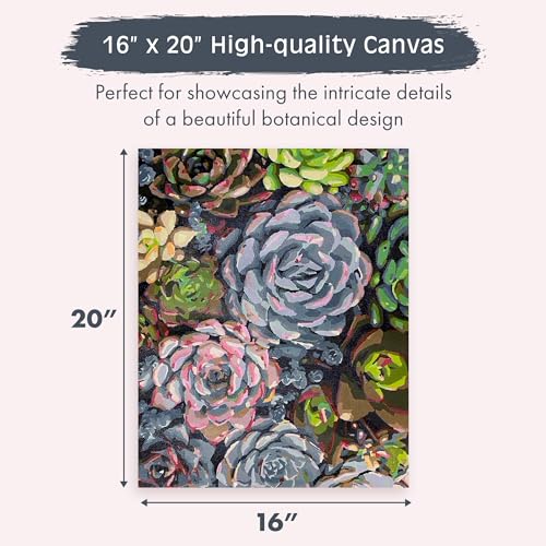 Pink Picasso Paint by Number Kit, Adults & Teens,16x20,Sensitive Succulents | Botanical Floral Collection, Acrylic Paints and Brushes included, Pre-printed high quality canvas, DIY art kit, Gift-ready - color: Sensitive Succulents