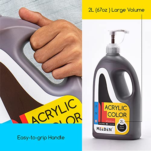 MEEDEN Burnt Umber Acrylic Paint with Pump Lid, 1/2 Gallon (2L /67.6 oz.) Heavy-Body Non-Toxic Rich Pigment Color, Perfect for Art Class, Wall Painting, Painting Party & Creative DIY - color: Burnt Umber