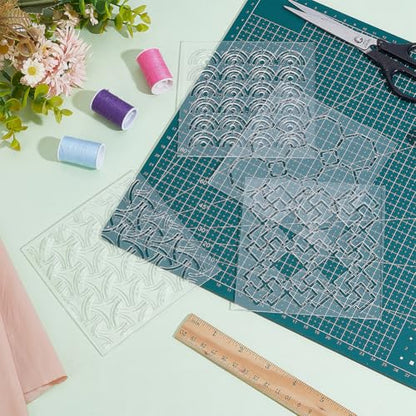 FREEBLOSS 4pcs Acrylic Sashiko Stencil 12 * 12cm Plastic Sashiko Stencil Kit Sashiko Pattern Template Acrylic Embroidery Tool Sashiko Template for Sewing Hand - style: Traditional