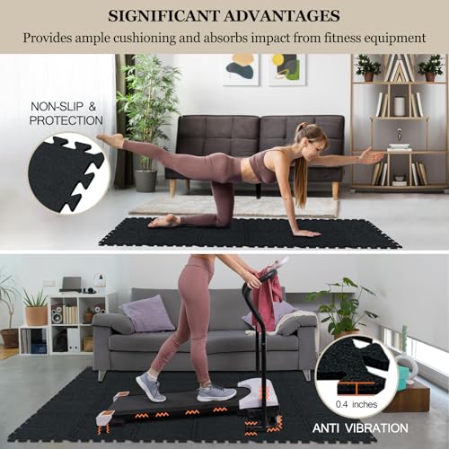 BXI Puzzle Exercise Mat 12 Pcs, 11 x 11 x 0.4 inches, High Density Noise Reduction Puzzle Felt Rug Mat, Non Slip Interlocking Floor Tiles for Workout, Gymnastics and Home Gym Protective Flooring - size: 0.4" Thickness, 12 Pcs