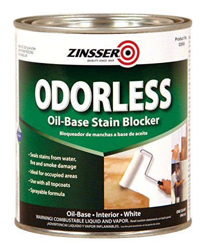 Rust-Oleum Zinsser 3954 Odorless Oil-Base Stain Blocker Primer, Quart, White | Quart primer-sealer, White. Blocks stains & seals surfaces with superior adhesion for interior/exterior wood, drywall. - size: 32 Fl Oz (Pack of 1)