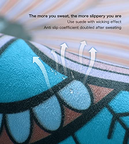 Knsbk Large Round Yoga Mat 4.6'X3.5mm for Exercise Premium Extra Thick, Ultra Comfortable, Non Slip, Meditation Mat - color: blue blossom