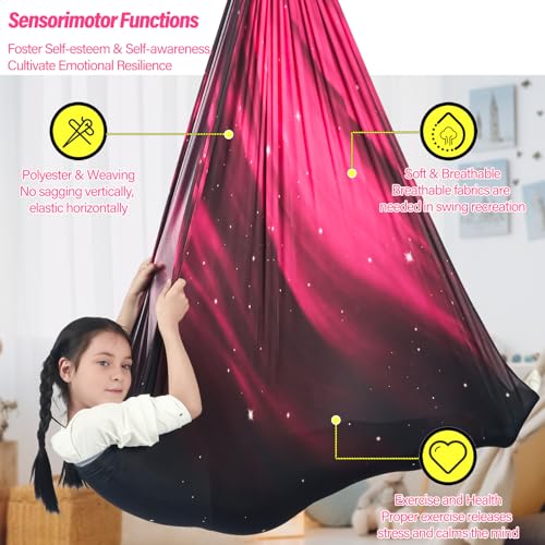 Sensory Swing for Kids Holds 300lbs Therapy Cuddle Hammock Chair - color: Space Pink