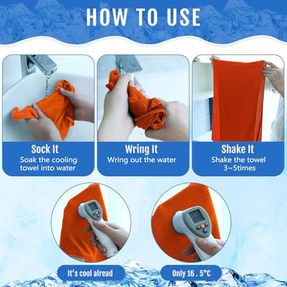 Hosuly 15 Pcs Cooling Towels 40" x 12", Orange - color: Orange