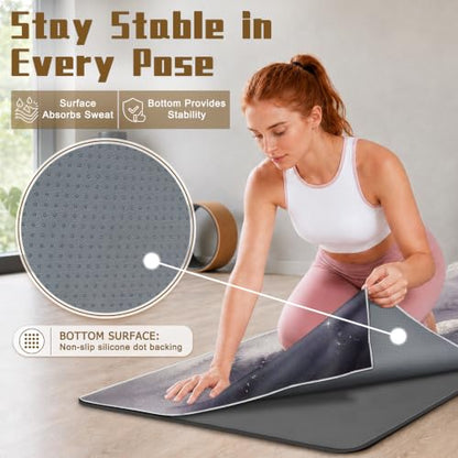 Yoga Mat Towel, Hot Yoga Towel High-Definition Pattern, Machine Washable with Ultra-Absorbent Yoga Towels for Hot Yoga Non Slip for Fitness, Exercise, Pilates, 72 x 27 in, Moon - color: Moon