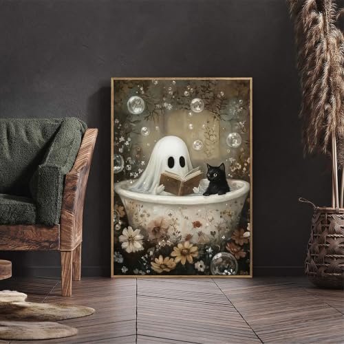 Ausanrl Halloween Paint by Numbers with Frame Wooden Easel - Paint by Number Adult, Halloween Frame Paint by Numbers,Gifts and Home Wall Decor 12x16inch - color: Halloween