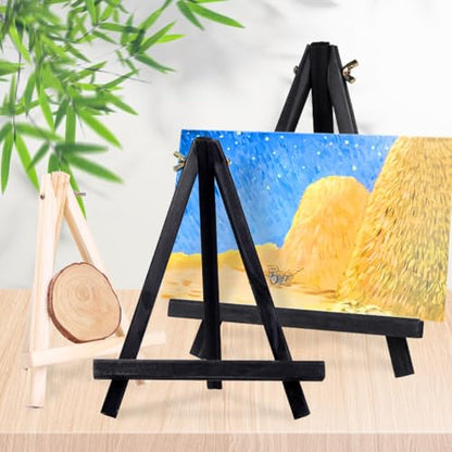 TEHAUX Tabletop Display Easel Small Wooden Tripod Easel for Kids Painting Art Crafts Photo Cards Stand 9.44X7.08X1.96In Portable Canvas Holder