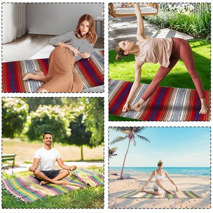 M-Aimee 3 Pcs Mexican Yoga Blanket Striped Falsa, 45x70
