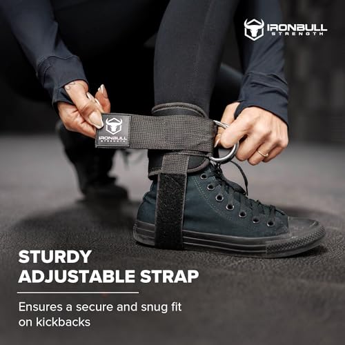 Iron Bull Strength Women's Kickback Ankle Strap for Cable Machines & Resistance Bands: Gym & Home Workout Cuff Attachment for Leg Extensions, Kickbacks, Hip Abductors - Booty Exercises (Pair, Black) - size: Pair