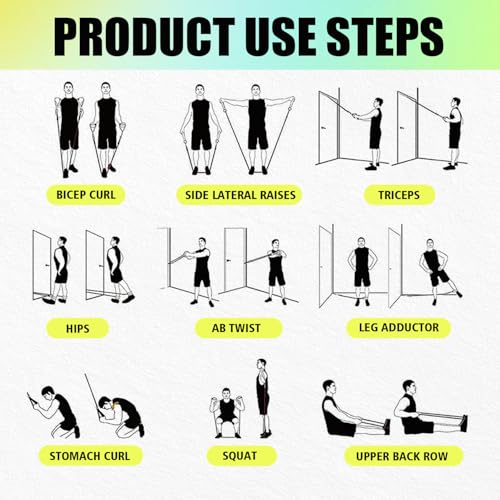 WHATAFIT Resistance Bands with Handles, 5-Level Exercise Bands for Workout - color: Navy Blue