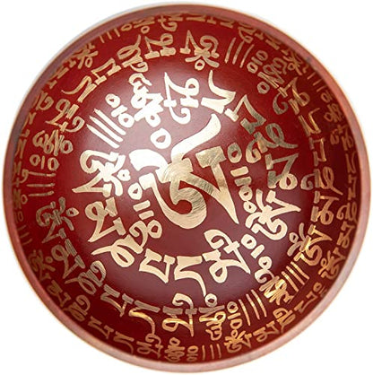 Tibetan Singing Bowl Set - Easy To Play for Beginners - Authentic Handcrafted Mindfulness Meditation Holistic Sound 7 Chakra Healing Gift by Himalayan Bazaar (Crimson) - color: Crimson Red