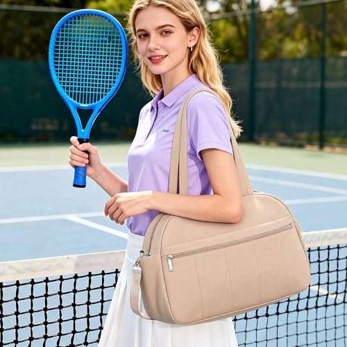 Handbag for Women Yoga Bag Large Capacity Yoga Pad Buckle with Shoe Compartment Water Bottle Sports Gym Bag Travel - color: D04-1 Khaki