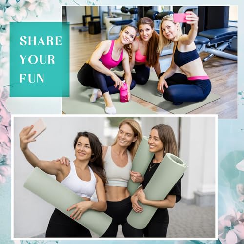 Timgle 12 Pack Yoga Mat Bulk, 4mm Thick Extra Long Sports Mat Anti Slip Tear Resistant Yoga Exercise Set for Fitness Stretching Home Workout Gym and Studio - color: Gray Green