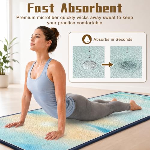 Yoga Mat Towel, Hot Yoga Towel High-Definition Pattern, Machine Washable with Ultra-Absorbent Yoga Towels for Hot Yoga Non Slip for Fitness, Exercise, Pilates, 72 x 27 in, Blue Sunset - color: Blue Sunset