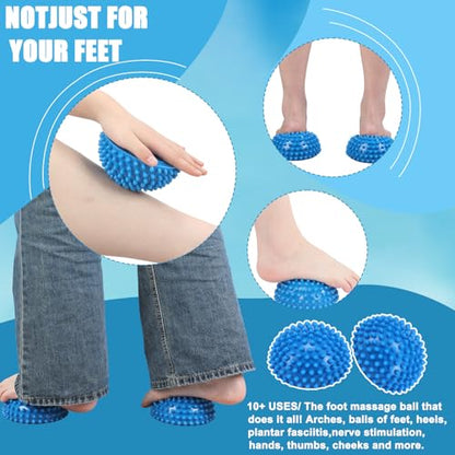 Threlaco 2 Pcs Half Round Massage Ball for Feet Blue Spiky Massage Ball for Adults Sports, Stability Training, Muscle Balancing Therapy, Yoga Gymnastics Exercise - color: Blue