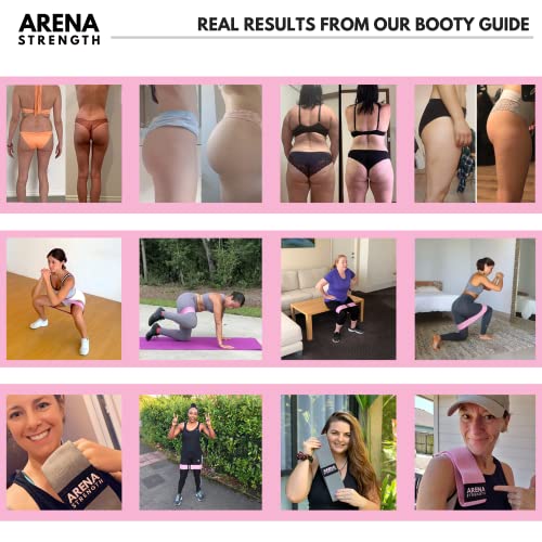Arena Strength Fabric Booty Bands - Fabric Exercise Bands for Legs and Butt | Fabric Resistance Bands | Hip Resistance Bands with Workout Guide and Carry Case - color: Gray, Pink, Black