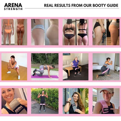Arena Strength Fabric Booty Bands - Fabric Exercise Bands for Legs and Butt | Fabric Resistance Bands | Hip Resistance Bands with Workout Guide and Carry Case - color: Gray, Pink, Black