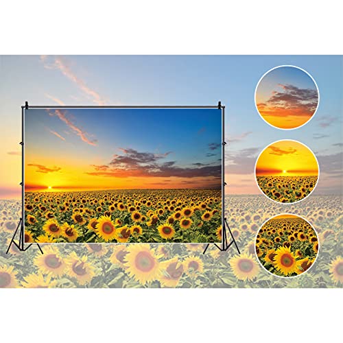 shensu Vinyl 10x7ft Sunflowers Backdrops for Photography Beautiful Flowers Field Sunset Sky Photo Background Newborn Girls Boys Adults Wedding Photo Portrait Decor Studio Props - size: 10x7ft