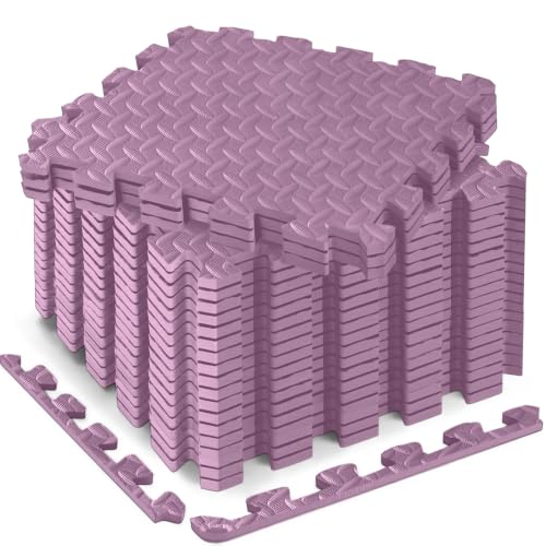 18 Pcs EVA Foam Floor Tiles, Puzzle Exercise Mat Set for Gym - color: Pink