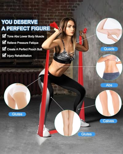 3 PCS Resistance Bands, Exercise Bands Set for Strength Training, Yoga, Long Flat Stretch Bands for Home Gym Workouts(Red, Yellow, Blue)