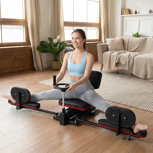 Leg Stretch Machine for Splits, 440LBS Heavy Duty Steel Frame Leg Stretcher, Split Machine Training Fitness for Home Gym, 240° Leg Stretching Equipment for Adults Teens Ballet Dance Gymnastics（Black） - color: Red