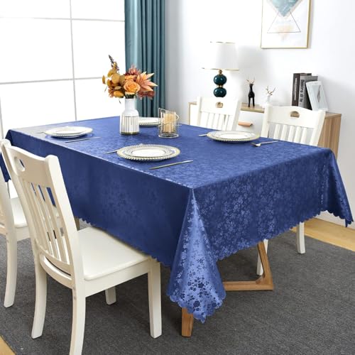 Romanstile Waterproof Vinyl Tablecloth Rectangle, 60 x 102 Inch, Rose Navy Blue - color: Rose Navy Blue, size: 60" x 102" (Rectangular)