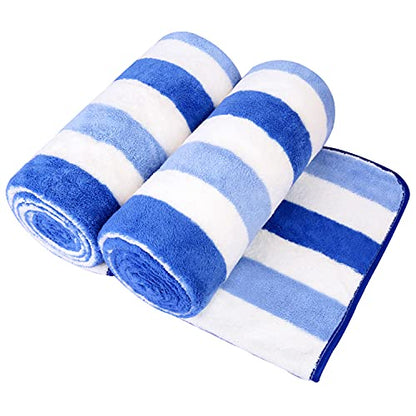 JML Bath Towels Set, 2 Pack, 30" x 60", Cabana Stripe Blue - color: Cabana Stripe Blue, size: 2 Pack (30 in x 60 in)