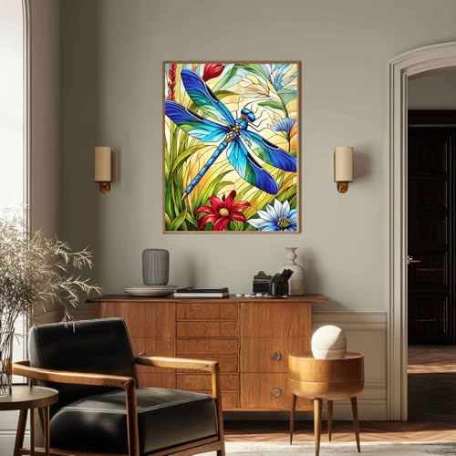 Dragonfly Paint by Numbers Kit for Adults, Adult Paint by Number Kits 16x20 | Painting by Numbers for Adults, Acrylic Oil Painting, DIY Crafts for Adults, Ideal Gifts for Home Wall Decor, Frameless - color: Dragonfly