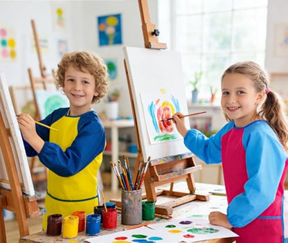2 Pack Kids Art Smock Waterproof with Long Sleeve and 3 Roomy Pockets Artist Children Aprons for Toddlers Age 3-8 Painting Crafts(Yellow) - color: 2 Pack Yellow