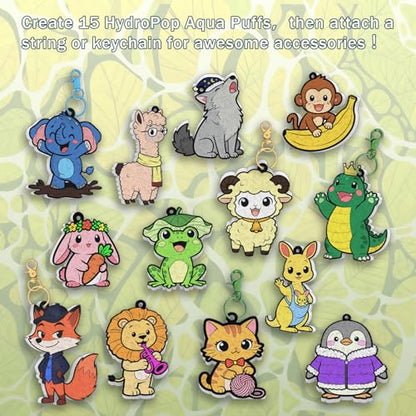 WurLoo Aqua Magic Puffs Paint 3D Art Kit Animals, Mess-Free Craft for Kids, DIY Color & Inflate Activity, Travel Toys & Creative Gifts for Girls and Boys Ages 4, 5, 6, 7, 8, 9, 10 - color: Animals