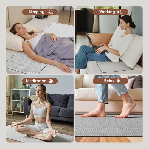 Graphene Grounding Mat for Bed, Sleep & Pain Relief, King Size | Conductive Graphene Material with 15ft Cord & 100K Ohm Safety Resistor, Grounding Mat for Bed, Desk, Office & Couch - size: King
