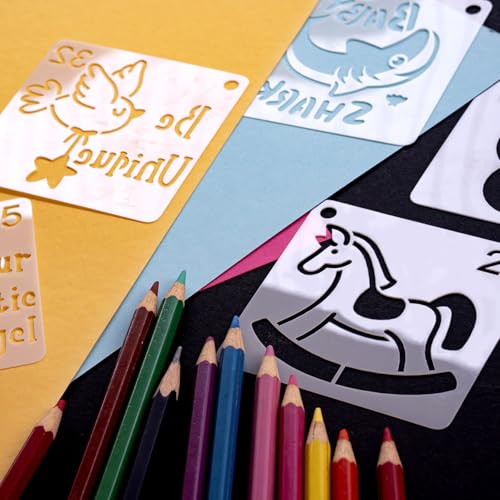 Baby Shower Stencils for Painting, 64 Pcs 3 Inch for Cards Gifts Tags | Reusable & Easy to Clean, Nursery Animal Designs, Party Favor Bags, Kids Art & Family Crafts, Scrapbooks - color: Baby Shower