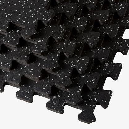 Velotas 3/8-Inch Thick Interlocking Foam Tiles with Rubber Top - Personal Fitness Mat, EVA Foam Puzzle Floor Tiles, for Home Gym Workouts - color: Light Gray Fleck, style: 48 Square Feet (12 Tiles)