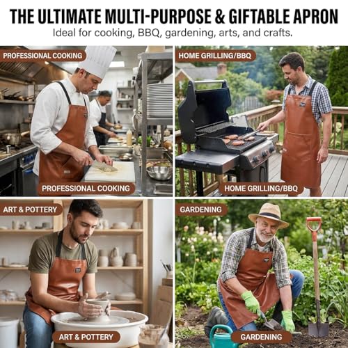 Cross Back Aprons for Women with Pockets, Waterproof, Gardening
